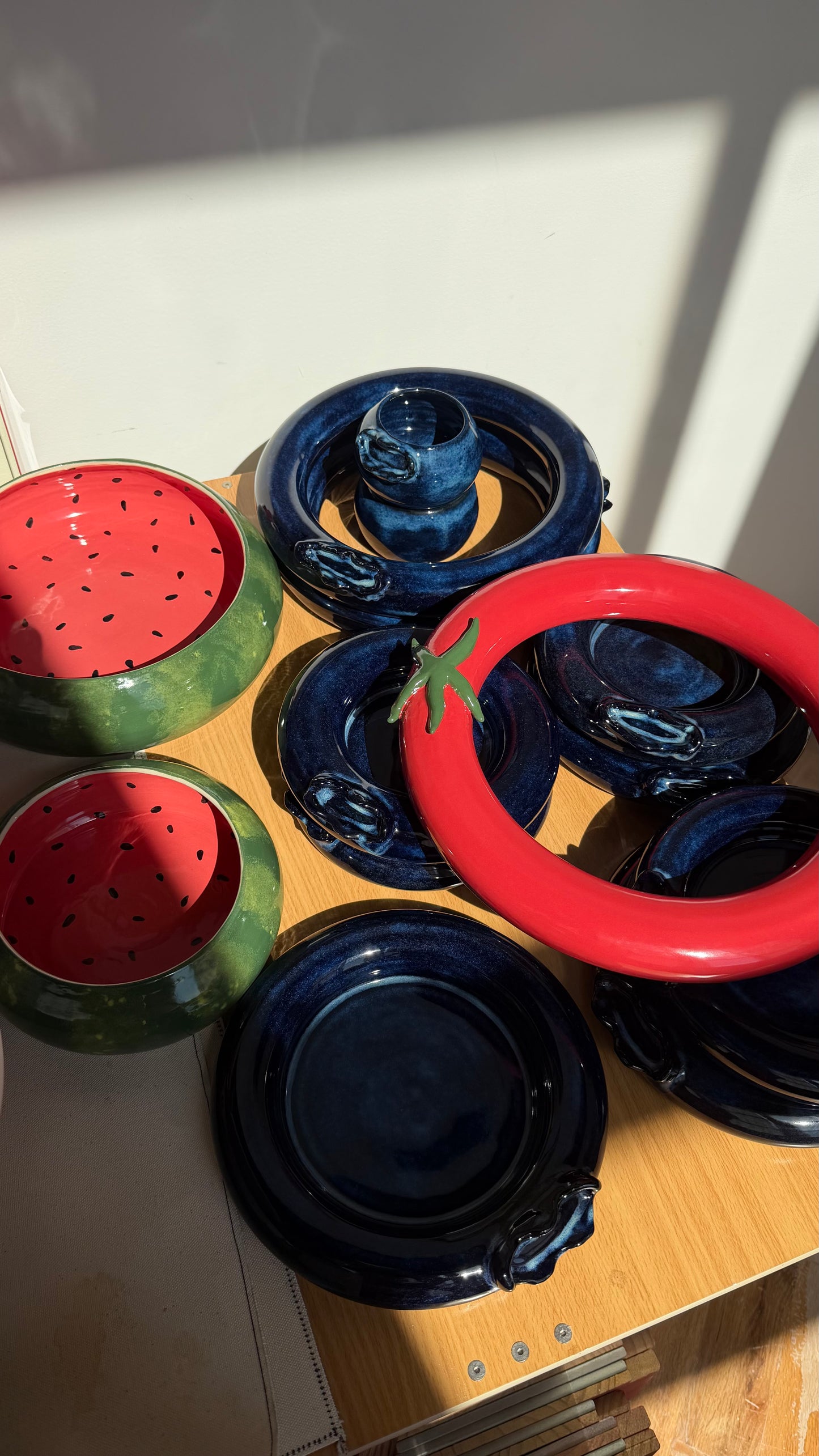 watermelon curved bowl large 11" x 2.75"