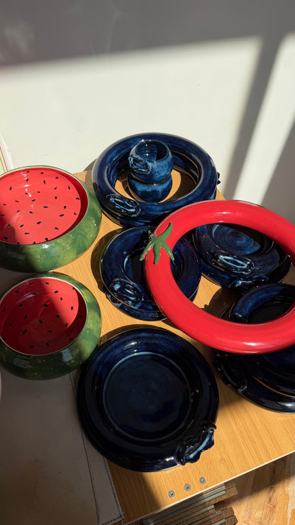 watermelon curved bowl large 11" x 2.75"