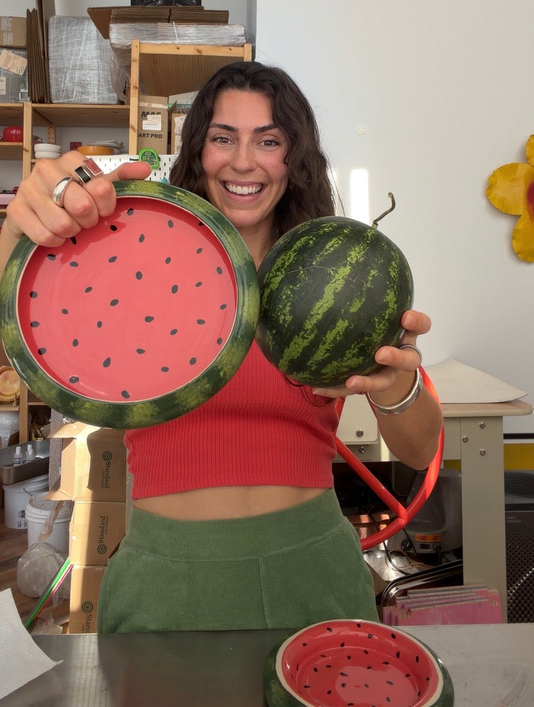 watermelon curved bowl 7.5" x 1.25"