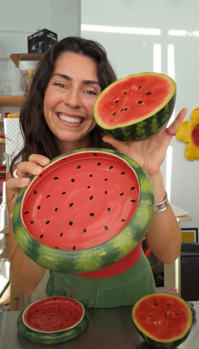 watermelon curved bowl 7.5" x 1.25"