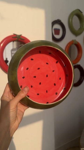 watermelon curved bowl 7.5" x 1.25"