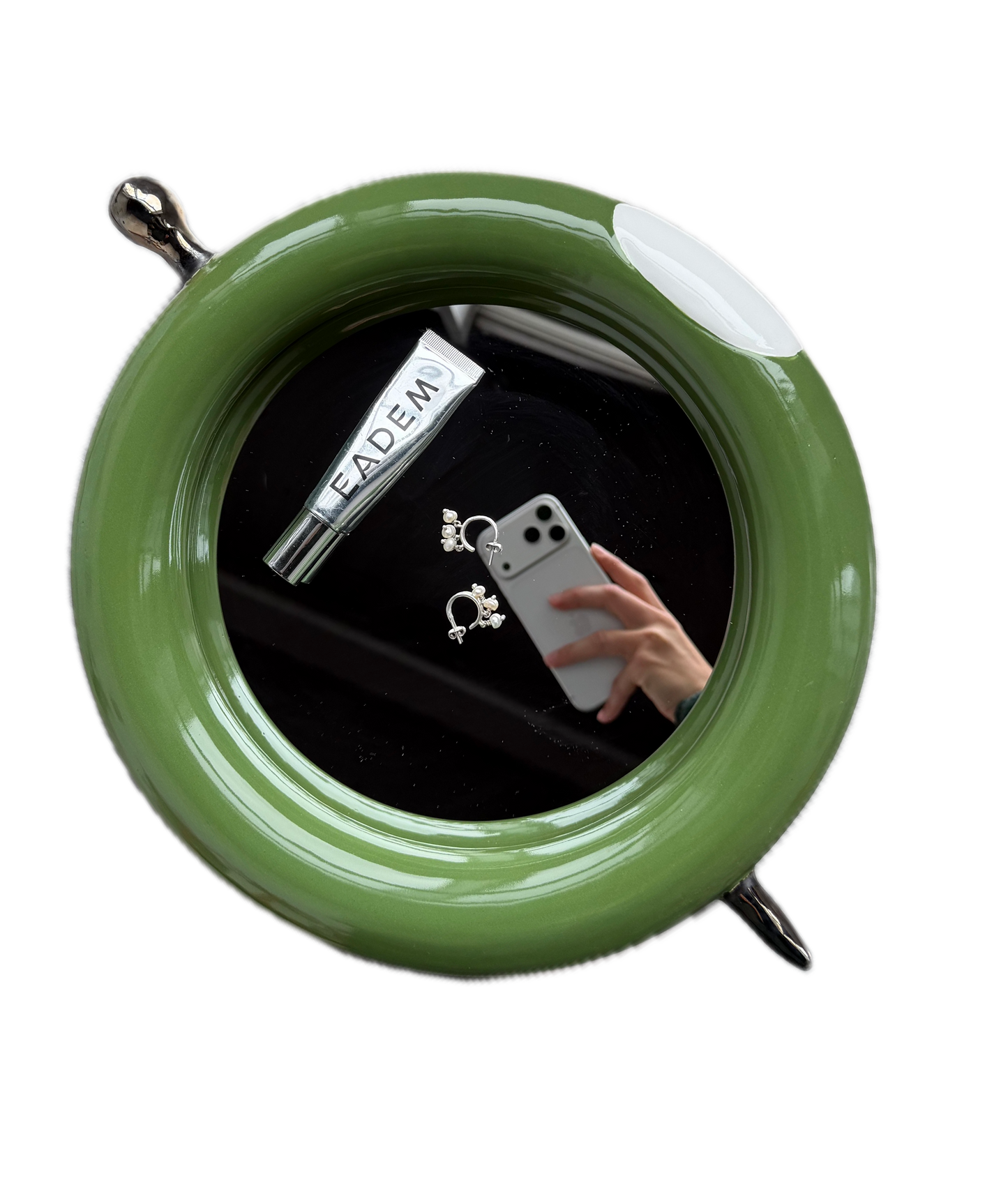 olive mirror with pick