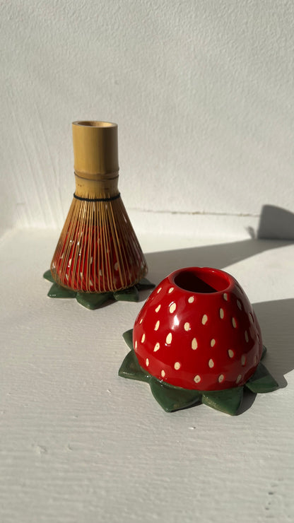 strawberry matcha whisk holder