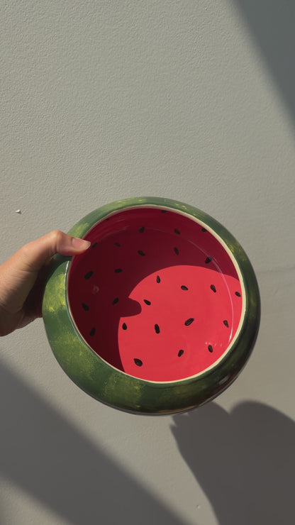 watermelon curved bowl 8" x 2.5"