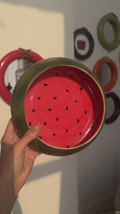 watermelon curved bowl 8.5" x 2"